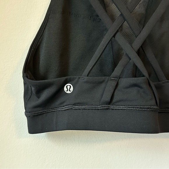 lululemon Energy Bra High Neck Flocked Mesh Black Size 6 - Picture 9 of 14